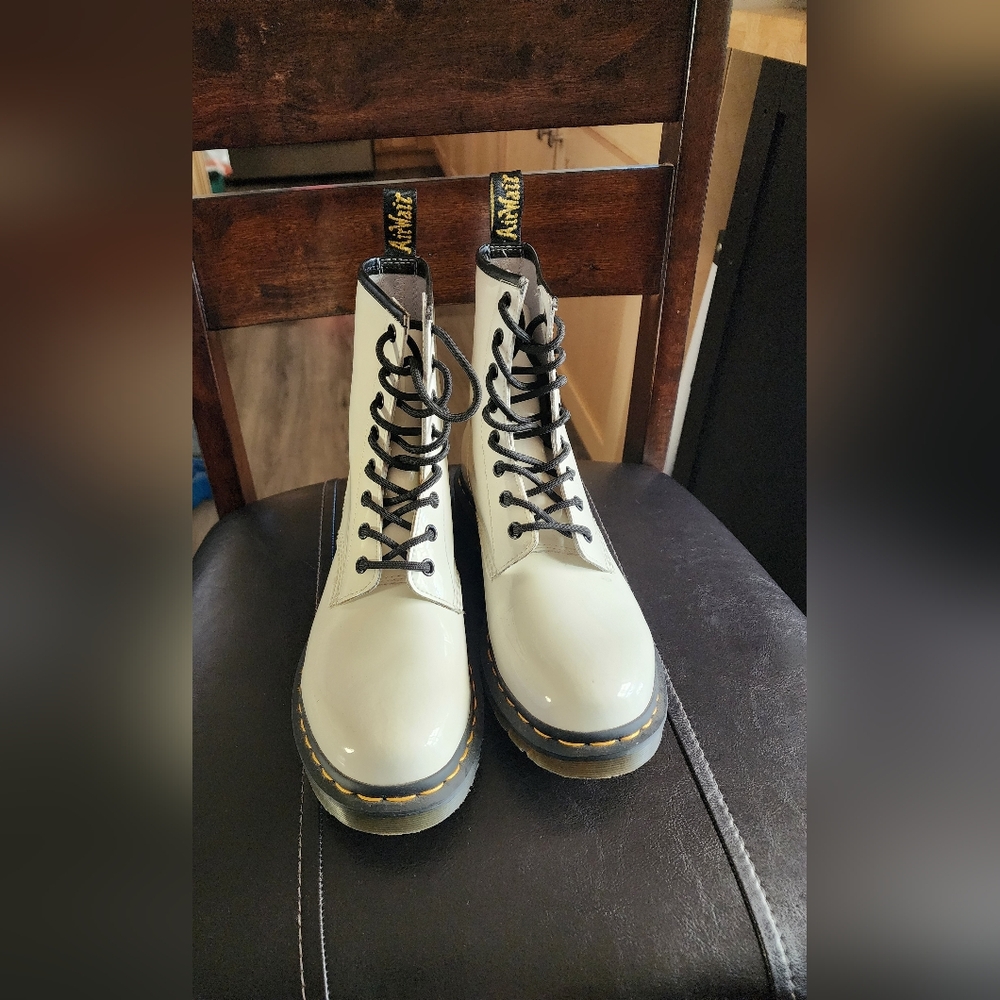 White Dr. Marten Lace-Up Women's Boots